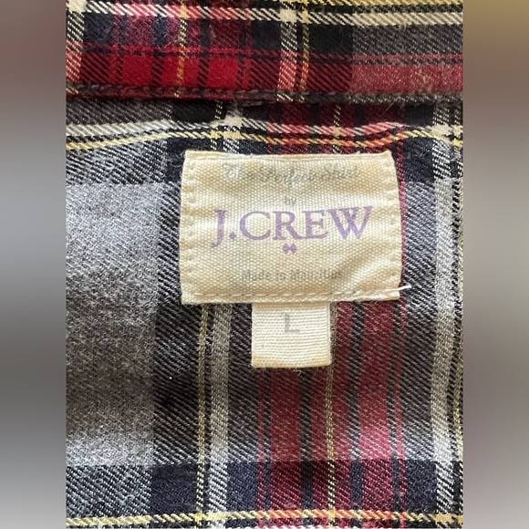 J.CREW J. CREW red gray long sleeve button down shirt top Large L - Picture 2 of 7